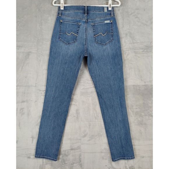 7 For All Mankind Josefina Jeans Womens Sz 25 Button Fly Blue Denim Light Wash - Picture 4 of 9